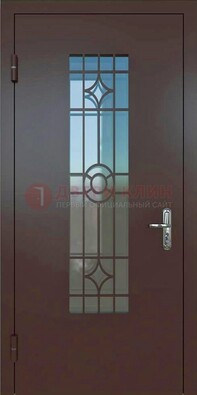 Входная металлическая дверь со стеклом для дома ДС-6 в Саратове