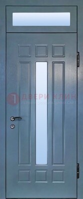 Серая металлическая дверь со стеклом ДС-70 в Саратове