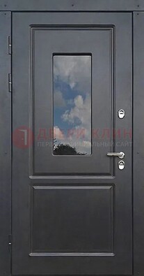 Чёрная металлическая дверь со стеклом ДС-77 в Саратове
