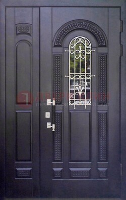 Входная дверь Винорит со стеклом и ковкой с узором ДСК-270 в Саратове