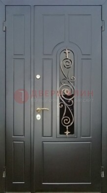 Металлическая дверь Винорит со стеклом в темном цвете ДСК-276 в Саратове