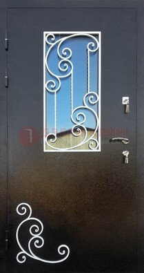Входная дверь Порошок со стеклом и ковкой ДСК-278 в Саратове