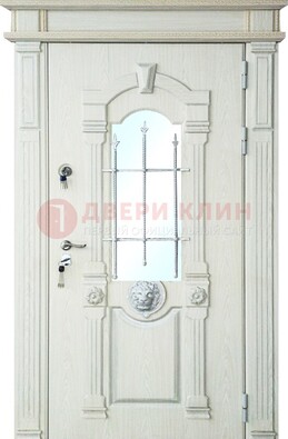 Герметичная входная дверь со стеклом и ковкой с украшением ДСК-64 в Саратове