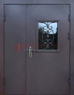 Тамбурная дверь Порошок со стеклом и ковкой ДТМ-48 в Саратове