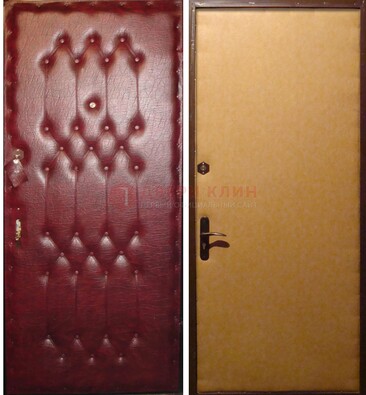 Бордовая металлическая дверь с винилискожей ДВ-1 в Саратове