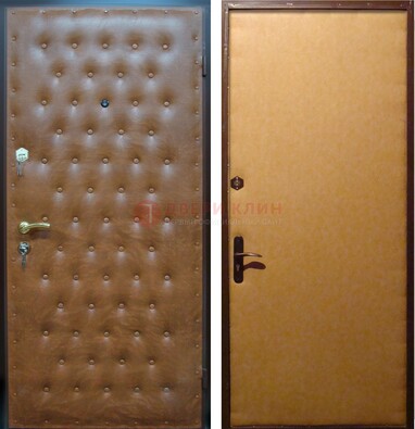 Желтая железная дверь с винилискожей ДВ-2 в Саратове