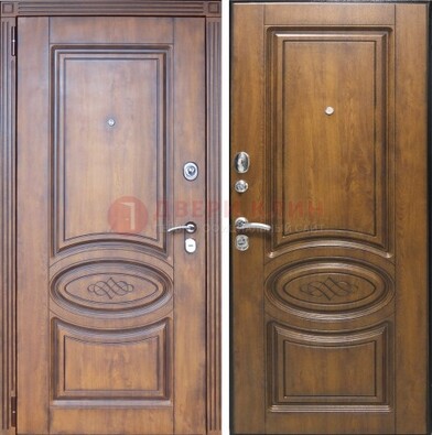 Коричневая металлическая дверь с виноритом ДВТ-10 в Саратове