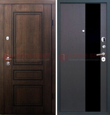 Входная дверь Итальянский орех с МДФ с черным стеклом ДМ-1199 в Саратове