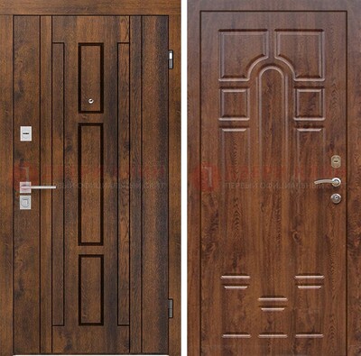 Стальная коричневая дверь с МДФ и коричневой МДФ внутри ДМ-1388 в Саратове