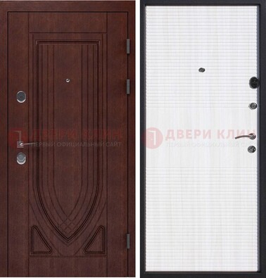 Уличная темная филенчатая дверь с виноритом и МДФ Белый ясень ДВТ-141 в Саратове
