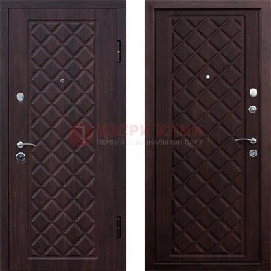 Коричневая металлическая дверь с МДФ с двух сторон ДМ-1555 в Саратове