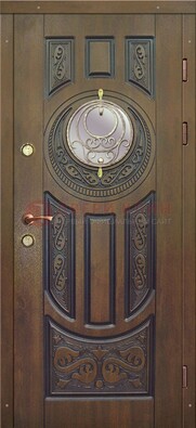 Одностворчатая входная дверь с виноритом и стеклом ДВТ-193 в Саратове