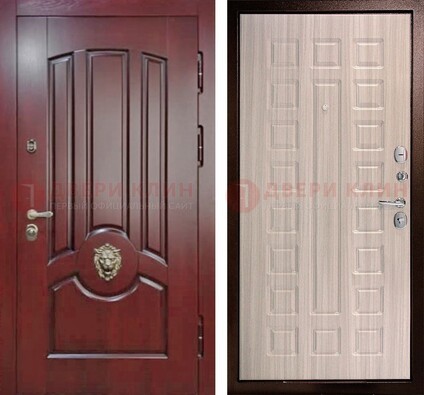 Темно-красная входная дверь с виноритом ДВТ-234 в Саратове