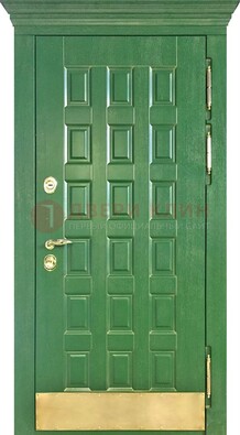 Входная зеленая дверь с виноритом для коттеджа ДВТ-249 в Саратове