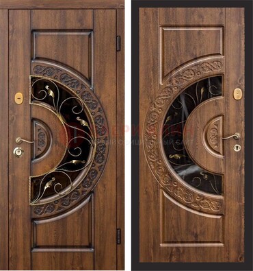 Металлическая дверь с виноритом и панелью Золотой Дуб ДВТ-71 в Саратове