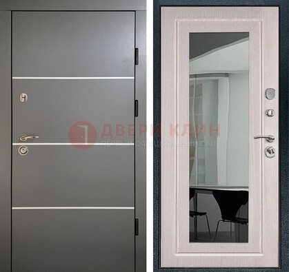 Черная металлическая дверь с зеркалом ДЗ-12 в Саратове