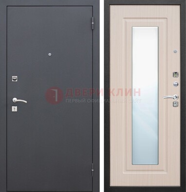Черная входная дверь с зеркалом МДФ внутри ДЗ-31 в Химках