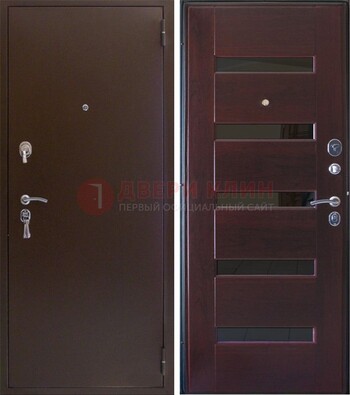 Темная железная дверь с зеркалом ДЗ-42 в Саратове