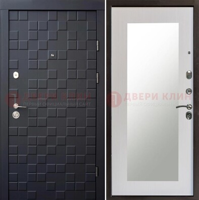 Черная стальная дверь МДФ и зеркалом ДЗ-50 в Саратове