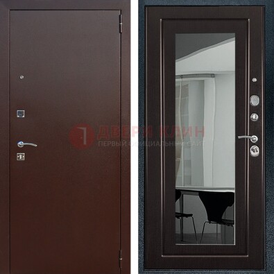 Металлическая дверь с порошковым напылением с МДФ и зеркалом ДЗ-61 в Саратове