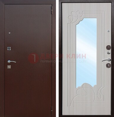 Стальная дверь с порошковым покрытием с резной МДФ и зеркалом ДЗ-66 в Саратове