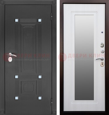 Стальная черная дверь МДФ с зеркалом ДЗ-76 в Саратове