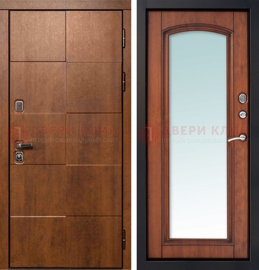 Белая филенчатая дверь с фрезерованной МДФ и зеркалом ДЗ-81 в Саратове