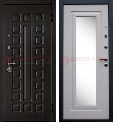 Черная филенчатая металлическая дверь МДФ с зеркалом ДЗ-83 в Саратове