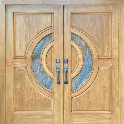 Двухстворчатая металлическая дверь с витражом ВЖ-11 в Саратове