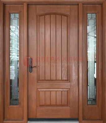 Стальная дверь с массивом дуба и витражом для дома ВЖ-17 в Саратове