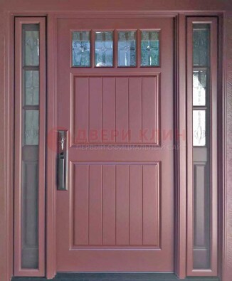 Входная дверь с массивом с фрамугами и витражом ВЖ-19 в Саратове